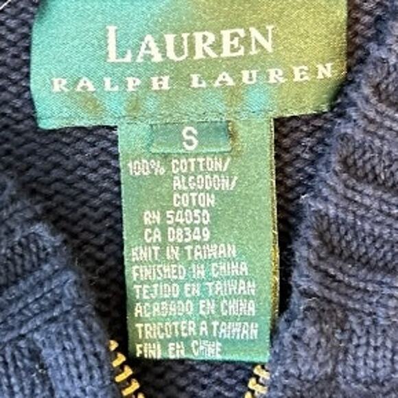 EUC Ralph Lauren 100% Cotton Knit Full Zip Hoodie Sweater Navy Size Small - Picture 14 of 14